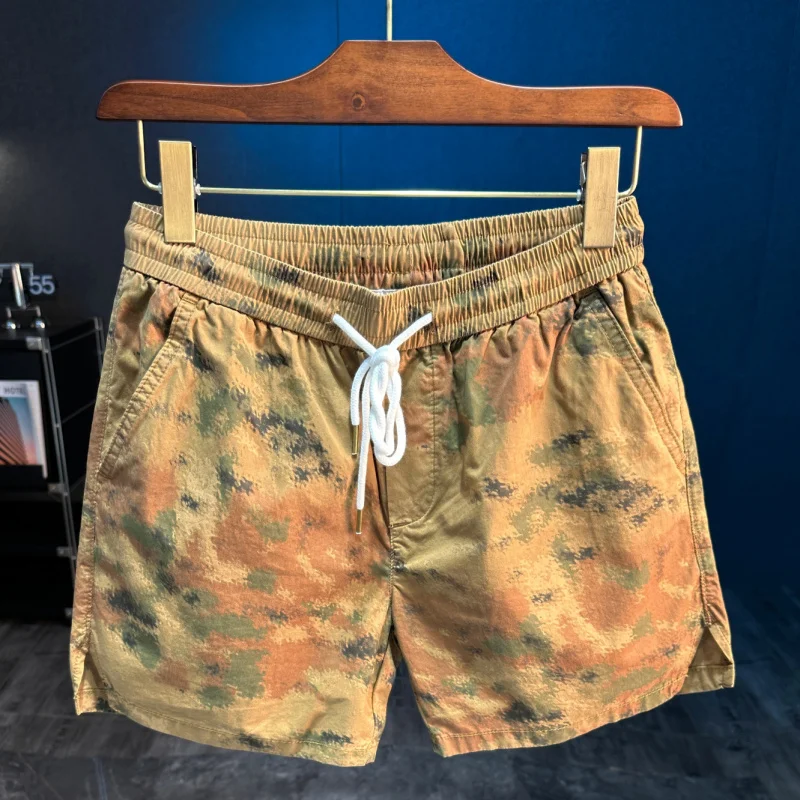 

2025 Summer New Three Four Leg Pants for Men Outdoor Sports Fast Drying Breathable Fashion Camo Printed Beach Casual Shorts