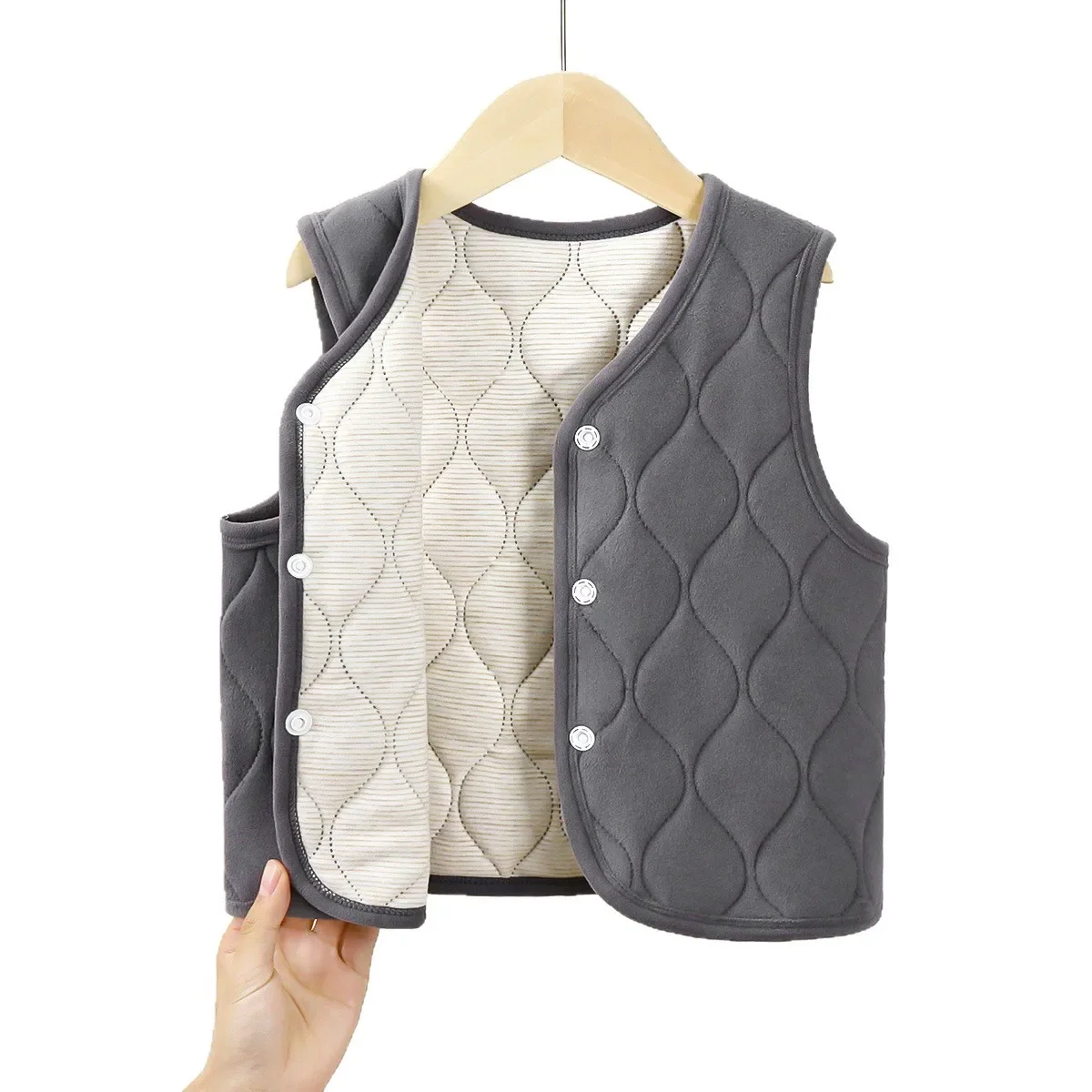 New Baby Vest Autumn Winter Kid Toddler Cotton Jacket thick Sleeveless Inner Outer Children Vest Pure Color Down Jacket Vest