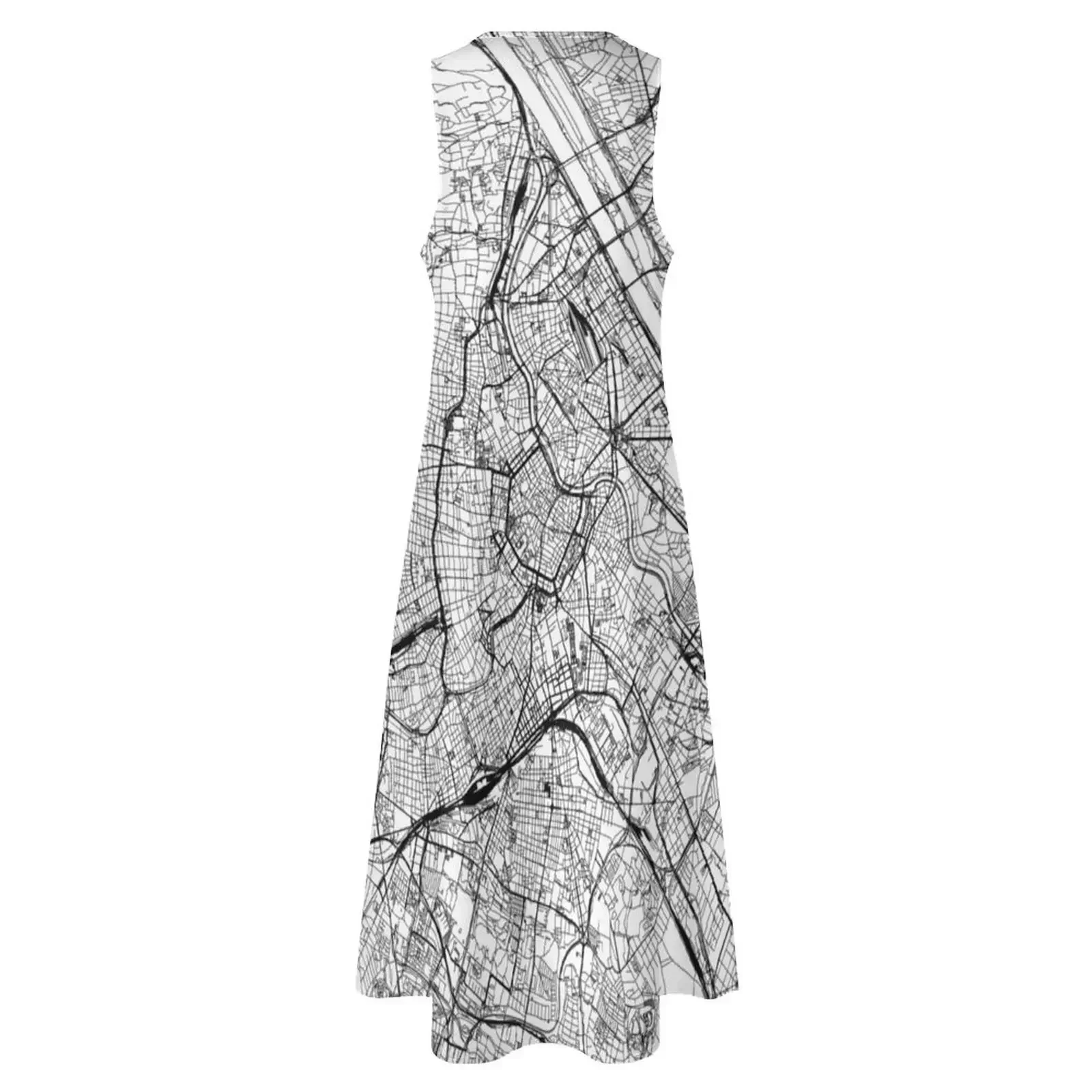 ชุดเดรสยาวลายแผนที่เวียนนาสีขาวสำหรับงานพรอม ฤดูร้อน ชุดเดรสผู้หญิง 2025 เสื้อผ้าผู้หญิง