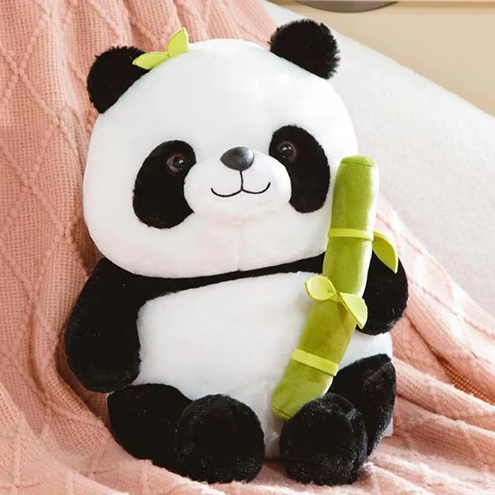 Boneka beruang Panda lucu dengan tas bambu boneka hewan bantal mainan bantal boneka Kawaii kartun hadiah ulang tahun pacar anak