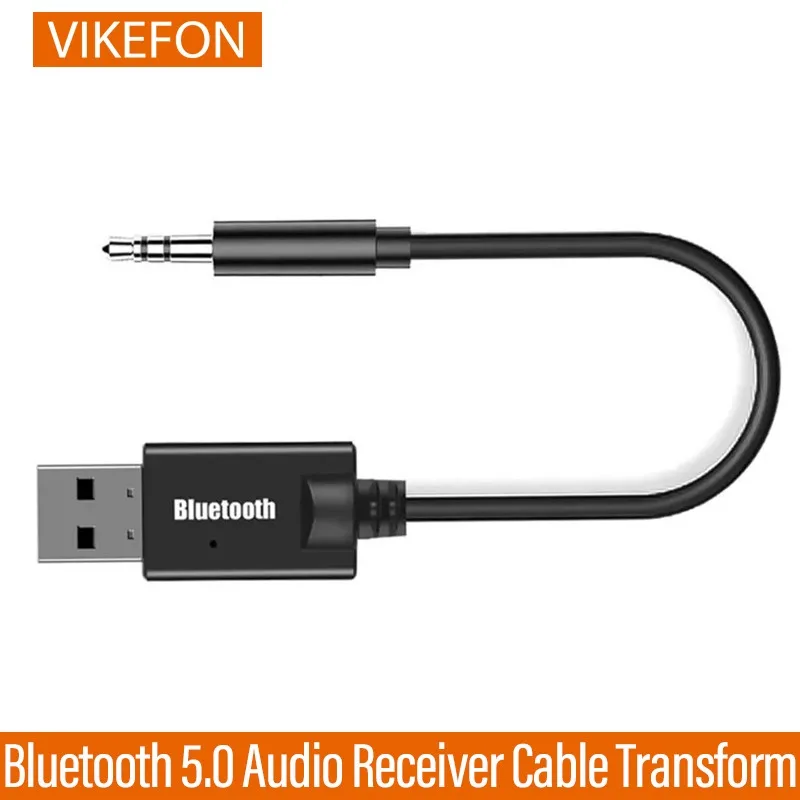 VIKEFON Bluetooth 5.0 Audio Receiver Cable Transform USB Receiver Dongle 3.5mm AUX Jack Wireless Car Music Adapter Cable