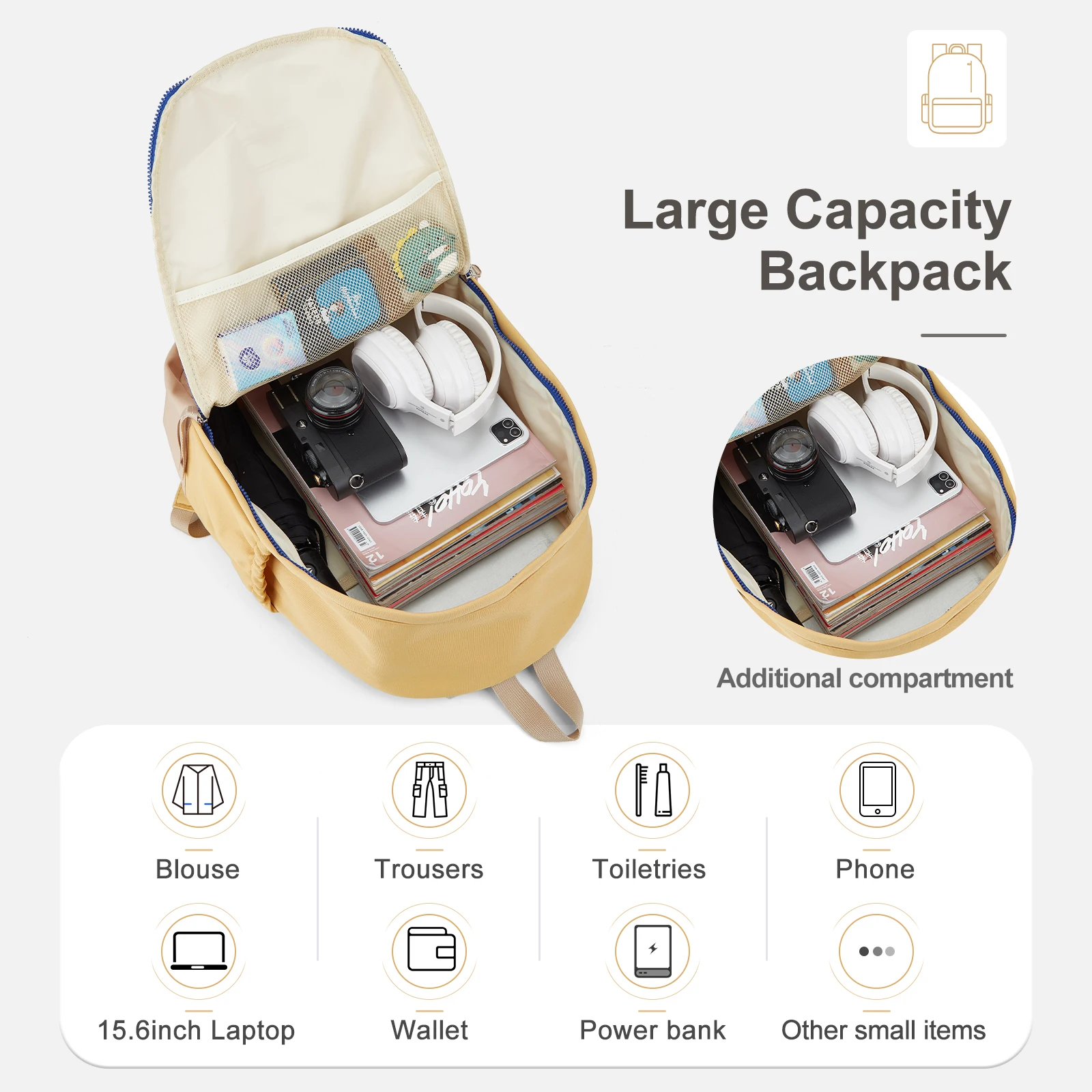 Fashion Big Student School Backpack Girl Boy School Bag, High Capacity Women Laptop Backpack Female Cute Leisure Travel Mochila