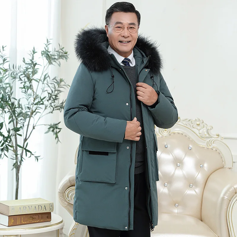 Winter And Elderly Down Jacket, Thickened Winter Coat, 40 50 Year Old, Long Style, Middle-Aged Men's Dad's Clothes