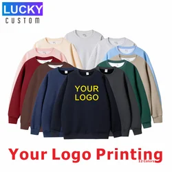100% Cotton For Warmth Customized Letter Picture Logo Loose Solid Color Fit Round Neck Men Women Fashionable Couple Sweatshirt