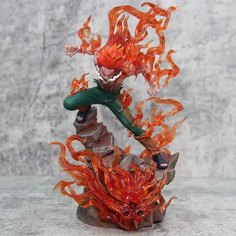 26cm Naruto Might Guy Figure Ten Years of Shinobi Anime Action Figure With Light Immortal Sitting Pvc Model Collection Toy Gift