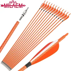 30'' Archery Arrows Spine500 ID6.2mm Mix Carbon Arrow Shaft with 4'' turkey Feather for Bow/Arrow Hunting Shooting Accessories