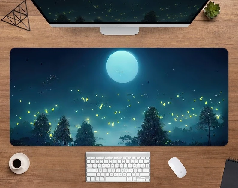 

Настольный коврик Dark Forest Moon Mousepad Xxl Gaming Deskmat Magic Mystic Goth Witchy Green Nature Коврик для мыши Xl Kawaii Настольные аксессуары