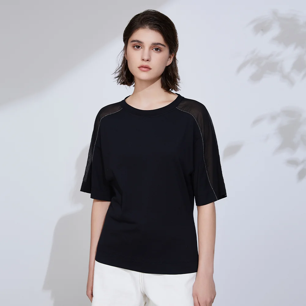 Pop K2288W Summer Short Sleeved Clothes Luxury Women's Clothing Combed 100% Pure Cotton Tshirts T-Shirt