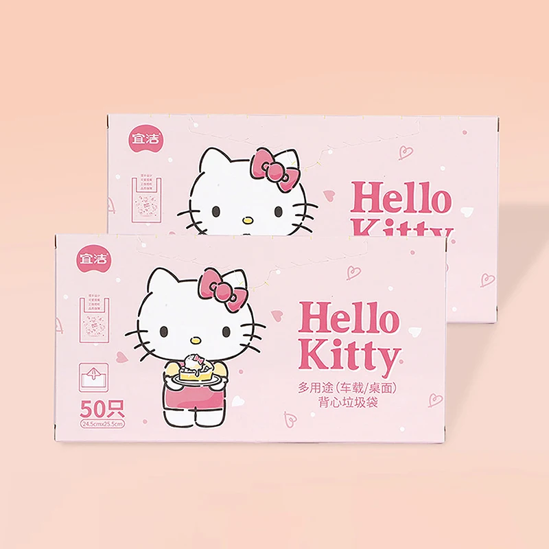 

50/20PCS Hello Kitty Garbage Bags Sanrio Y2k Sanrio Car Garbage Bags Vest Type Plastic Handbag Disposable Packaging Bag