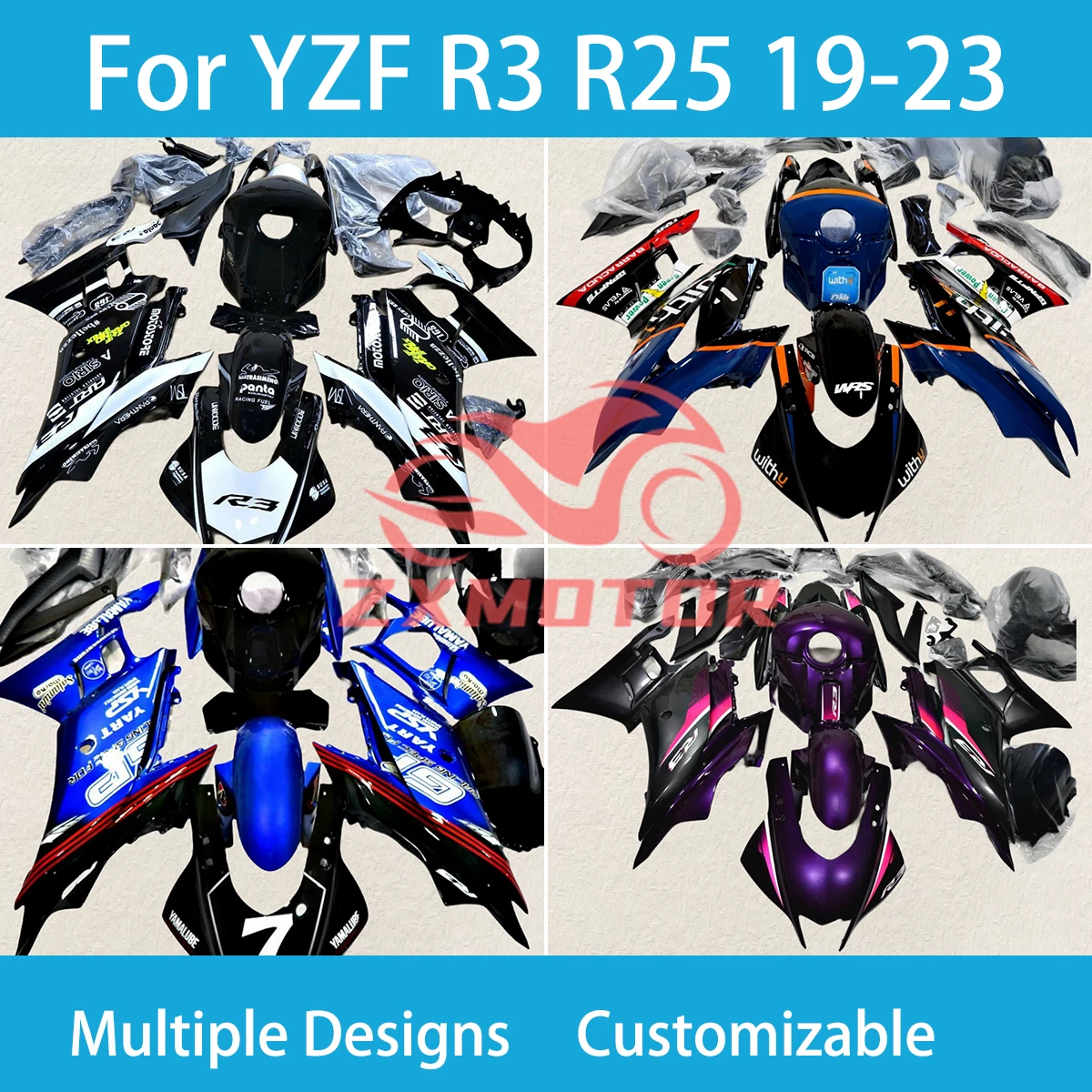 For YAMAHA YZF R3 R25 19 20 21 22 23 Hot Style Fairing Kit YZF R3 2019-2024 Motorcycle Aftermarket Body Works Cover Fairings