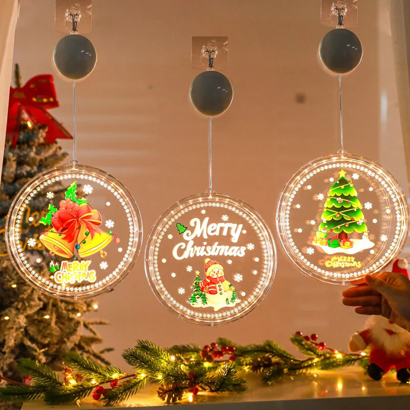 Mandrin Magnétique Circulaire en Acrylique, Lampe Suspendue Multistyle, Lumières Décoratives LED de Noël, Suspension de Fenêtre, Décoration de Maison