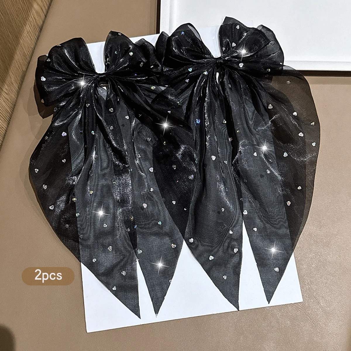 2 black bow hair clips, sweet and stylish, suitable for daily use as headwear