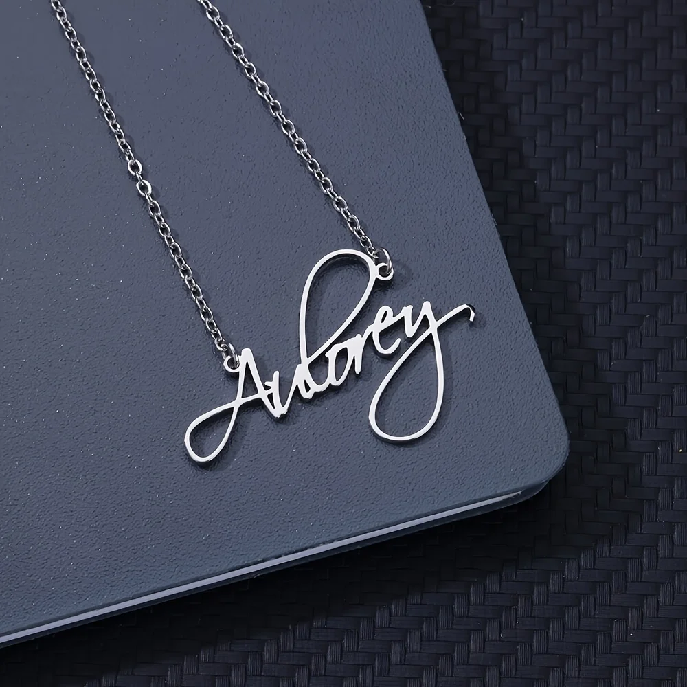 Custom Cursive Script Name Necklaces For Women Gold Color Stainless Steel Charm Lady Name Pendant Necklace Private Jewelry Gift