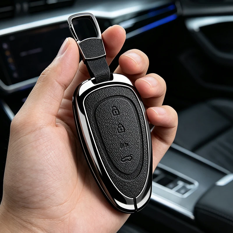 Zinc Alloy Leather Car Key Case Cover For WEY 23 Coffee 01 Latte DHT-PHEV WEY 07 80 Protective Shell Accessories