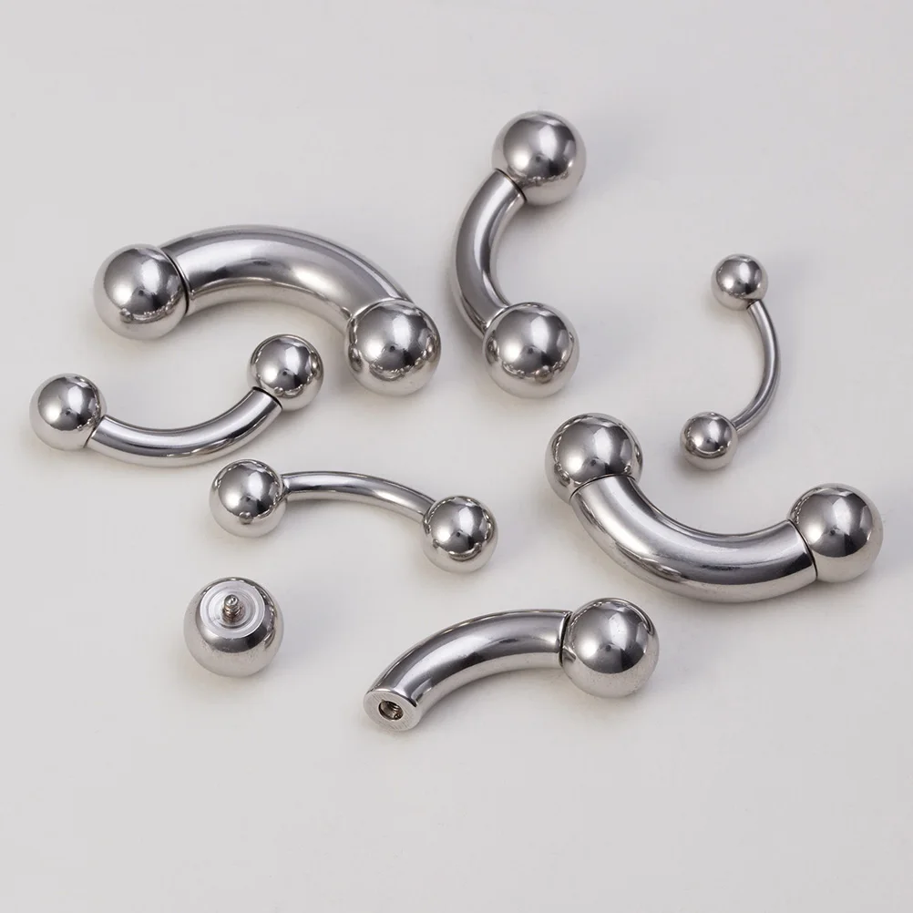 1pc Big Size Surgical Steel Eyebrow Tragus Earrings Nipple Rings Tongue PA Piercing Jewelry Internally Threaded Curved Barbell view 3