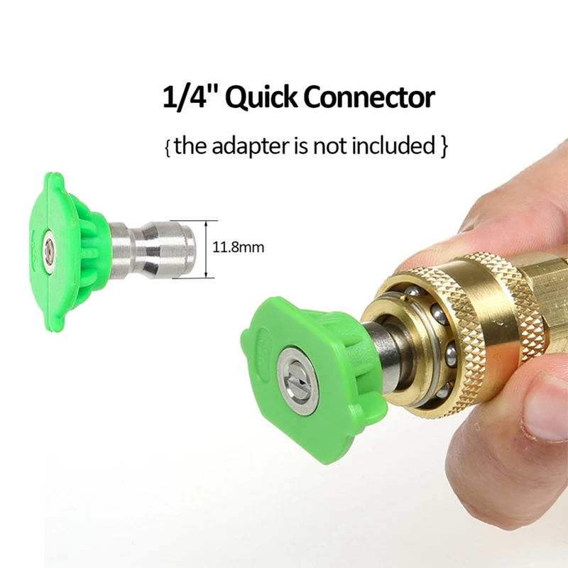 1/4In Quick Connect Pivoting Coupler Adjustable Adapter W/5 Spray Nozzles Copper Connection For High Pressure Car Washer