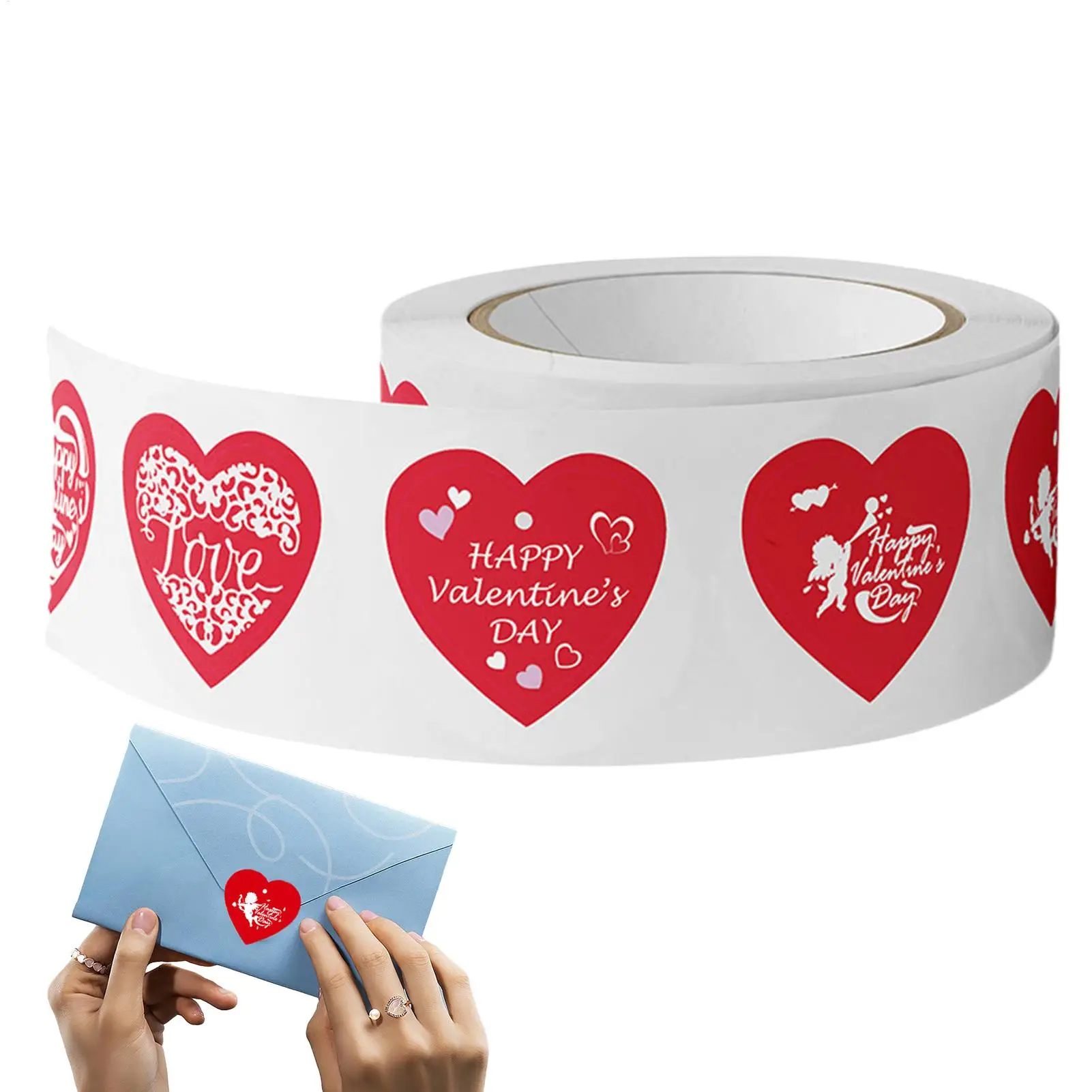 Valentines Day Sealing Stickers Roll Heart Shaped Thank You Invitation Accessories for Birthday Wedding Party Gifts