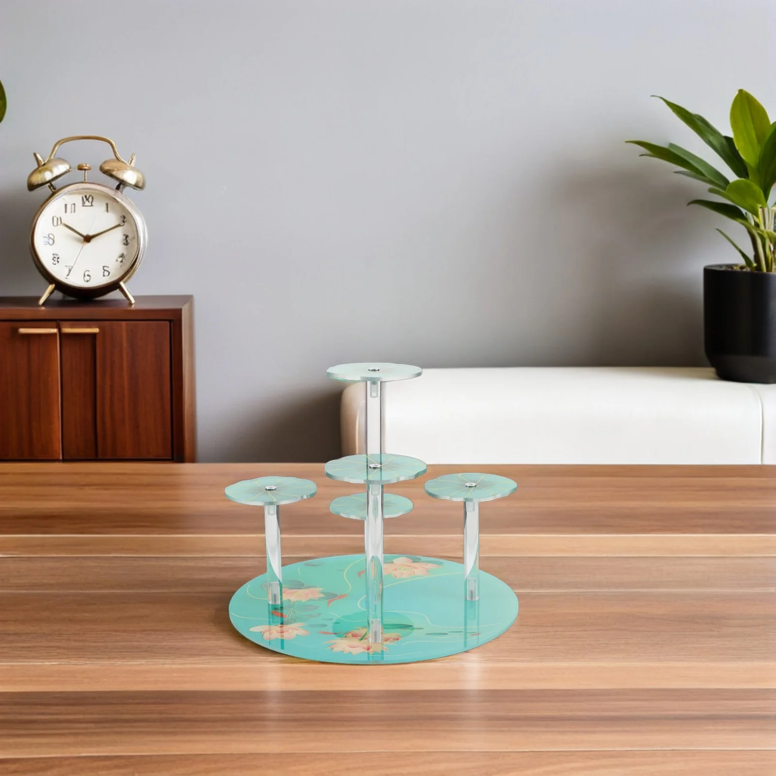 

Acrylic Display Stand Multi-Layer Lotus Design For Dessert Cupcake Collection Organizer Riser Shelf Storage Rack For