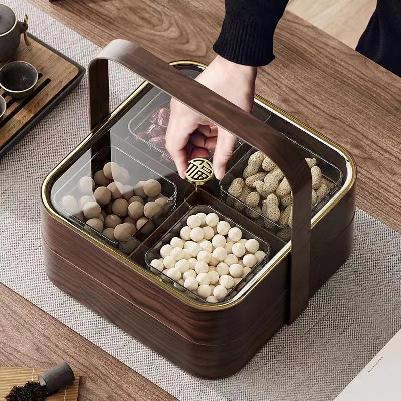 Подходит для имитации деревянной решетки, тарелка для сухофруктов, высококачественная ретро-креативная тарелка с орехами для гостиной, бытовая пластиковая тарелка для конфет b