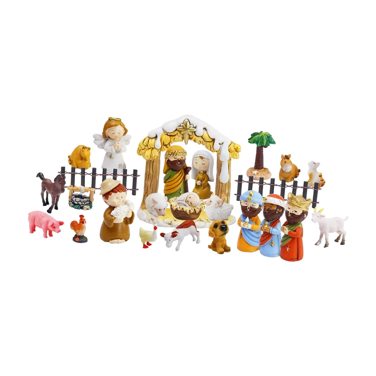 24 Pcs Christmas Nativity Scene Advent Calendar Set Indoor Toy Handmade Traditional Figurine for Kids Teens Boys Toddler Girls