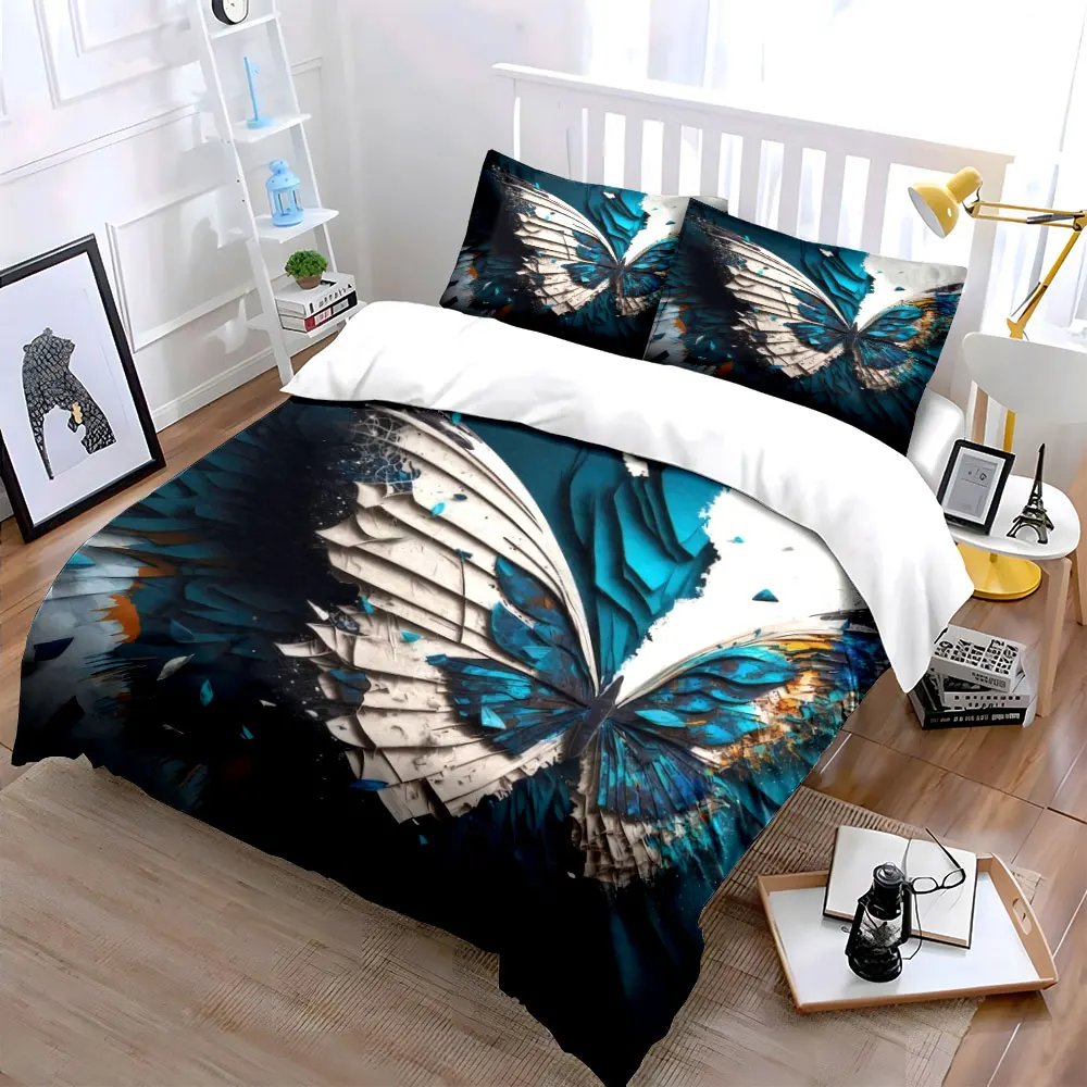

Abstract Butterfly Art Set for Home kid's and adults' bedroom decor, Exquisite three-piece bedding set gift