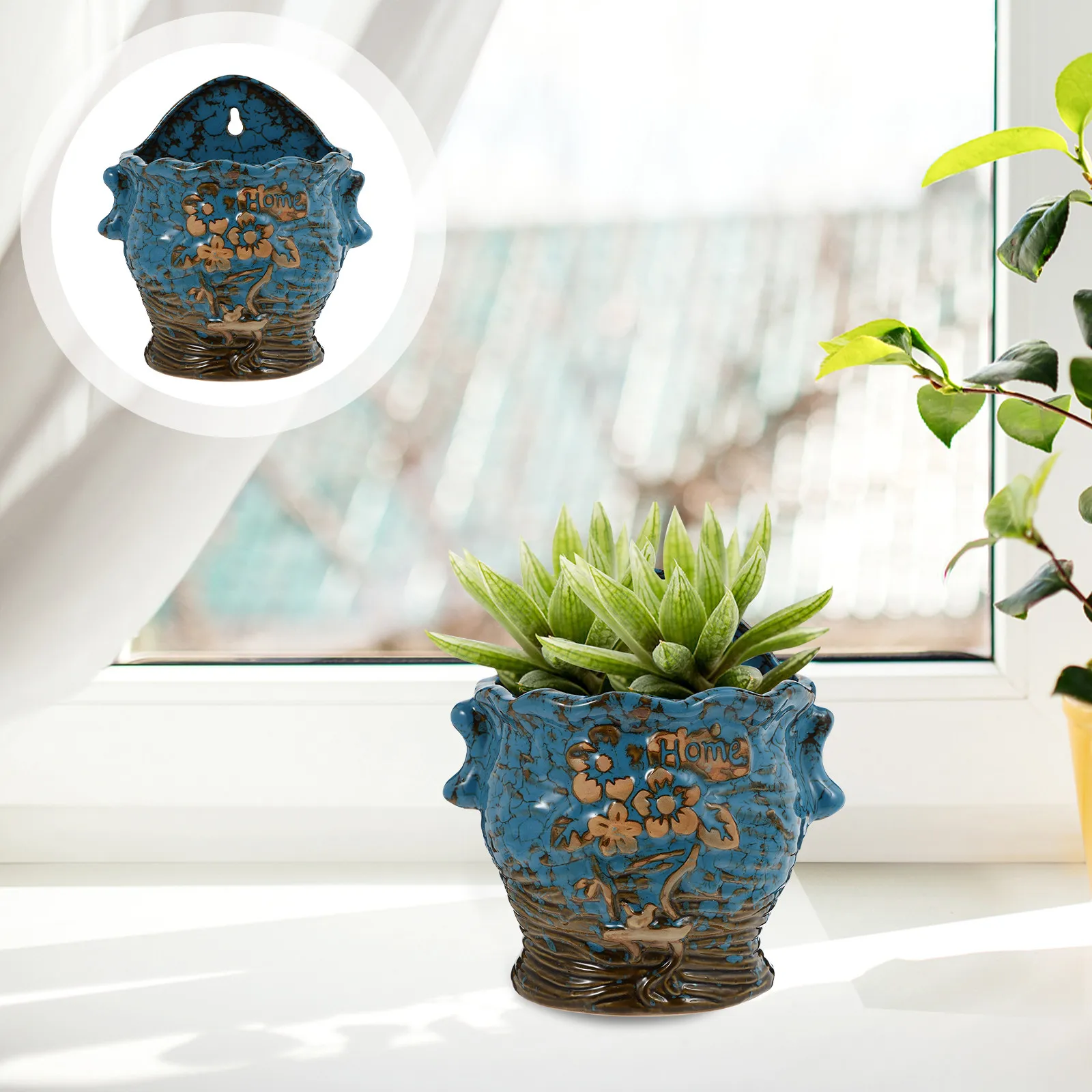 

Настенные кашпо для комнатных растений, подвесные корзины для цветов в стиле фермерского дома, синие, для улицы