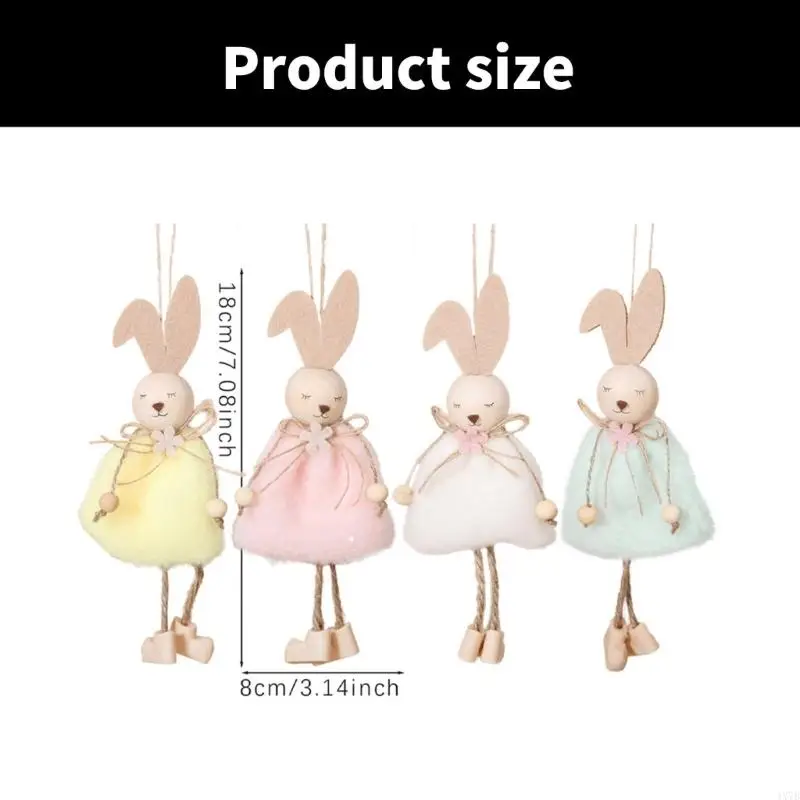 4x7b 수제 봉제 토끼 매달려 장식 장식 봄 휴가 홈 파티 장식 및 미술 공예를위한 교수형 장식