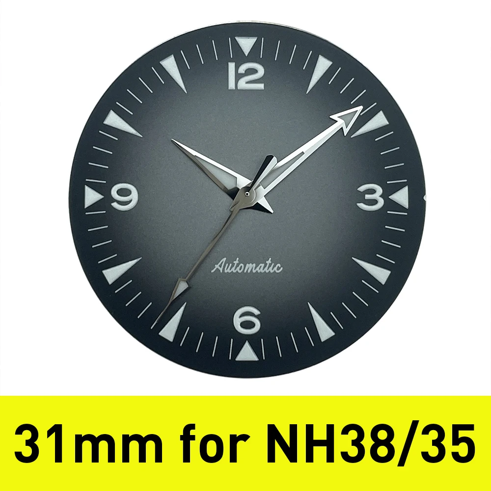 31mm Sterile Watch Dial + Hands Parts for NH38A NH35A Rail Master Homage BGW9 Lume Gradient Color