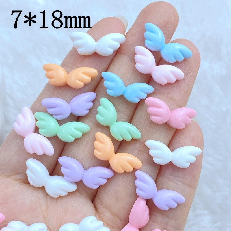 30Pcs New Cute Resin 7*18mm Mini Wings Series Flat Back Manicure Parts Embellishments For Hair Bows Accessories