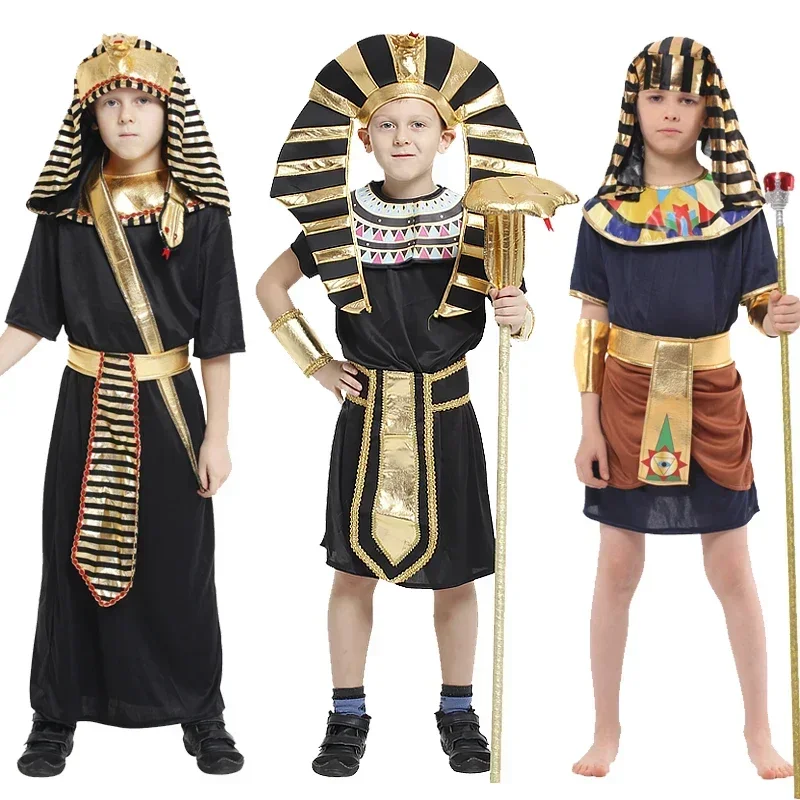 SN88 Ancient Egyptian King Pharaoh Halloween Goddess Cleopatra Cosplay Costume for boy and girl，kid Role Play Performace Out%#2@