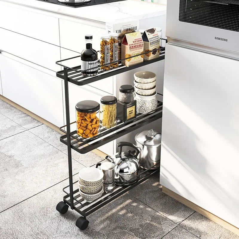 Nordic Bathroom Shelves for Bathroom Simple Iron Golden Storage Toilet Floor Shelf for Kitchen Trolley Wrought Iron with Wheels