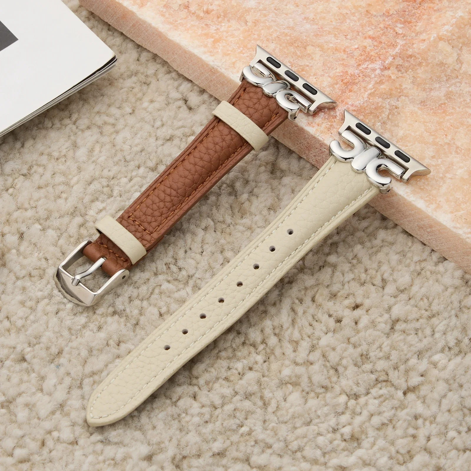 

Excellent Leather loop Metal For Apple Watch band women Series Ultra 10/9/8/7/6/5/4/3/2 38mm 40mm 41mm 42mm 44mm 45mm 46mm Strap