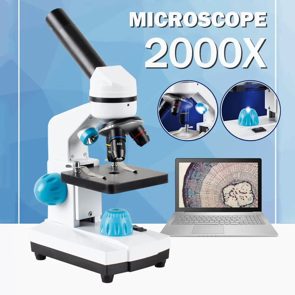 2000x Biological HD Microscope Digital Laboratory Compound Microscope With Wide-Field 10x And 40x Eyepieces For Lab Education