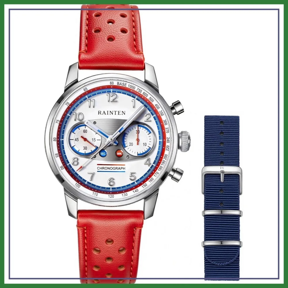 

Chronograph Mechanical Watch for Men, 40mm Case, Seagull ST19 Movement, Sapphire Crystal, Genuine Leather & Nylon Straps