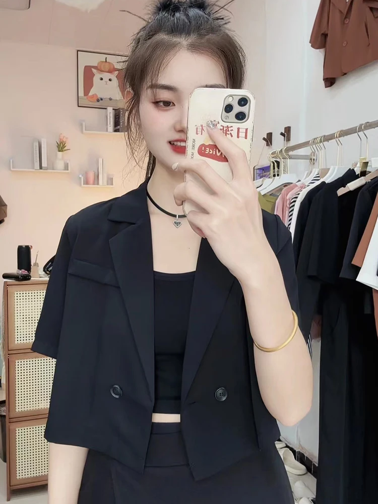 

Женский летний повседневный тонкий жакет в корейском стиле, приталенный, с пуговицами, свободного кроя, с рукавом до локтя, создающий ощущение высокого качества.