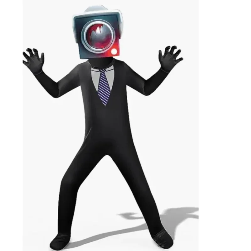 Skibidi 꽉 끼는 옷 coswear 점프 슈트 어린이 게임 코스프레 의류 모니터 대 화장실 남자