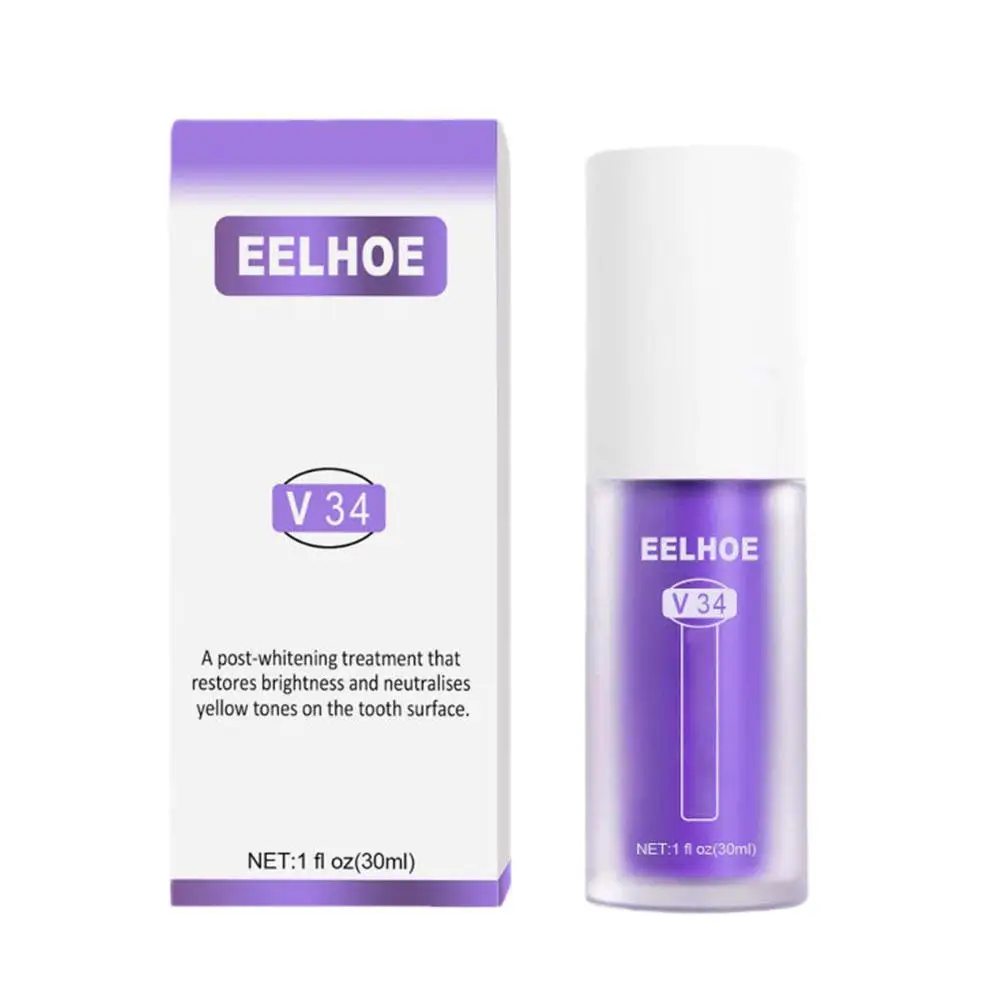 Dentifrice violet blanchissant pour les dents, élimine les taches, éclaircissant, essence de blanchiment, haleine fraîche, rapport de document, soins bucco-dentaires, V34