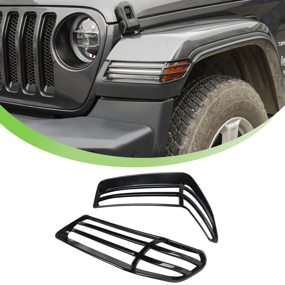 for Jeep Wrangler JT Gladiator JT 2018-2023 Wheel Eyebrow Light Lamp Cover Guard Protector Trim Car Exterior Accessories Black