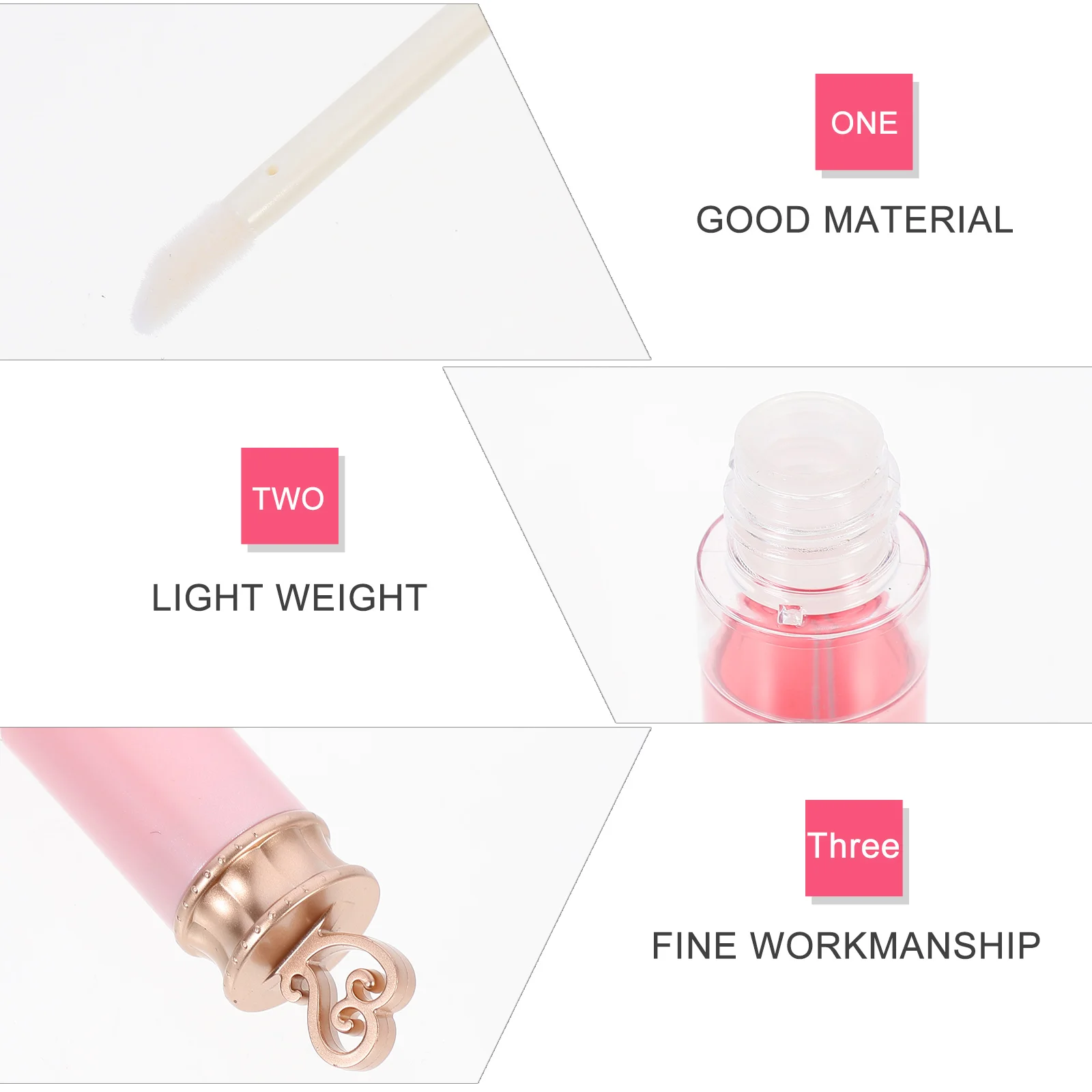 

4pcs Lip Gloss Tubes Refillable Empty Bottles Pink Small Travel Lipstick DIY ABS Material Portable Practical Gift