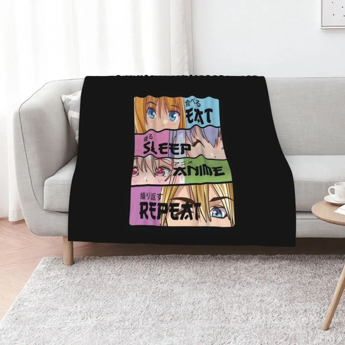 Cute Kawaii Manga Gift - Cute Anime - Eat Sleep Anime Repeat Throw Blanket Thermal Luxury halloween Luxury Throw Blankets