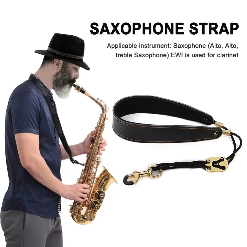 

Adjustable Saxophone Neck Strap PU Leather Metal Hook Sax Shoulder Harness Comfortable Breathable Clarinet Neck Band