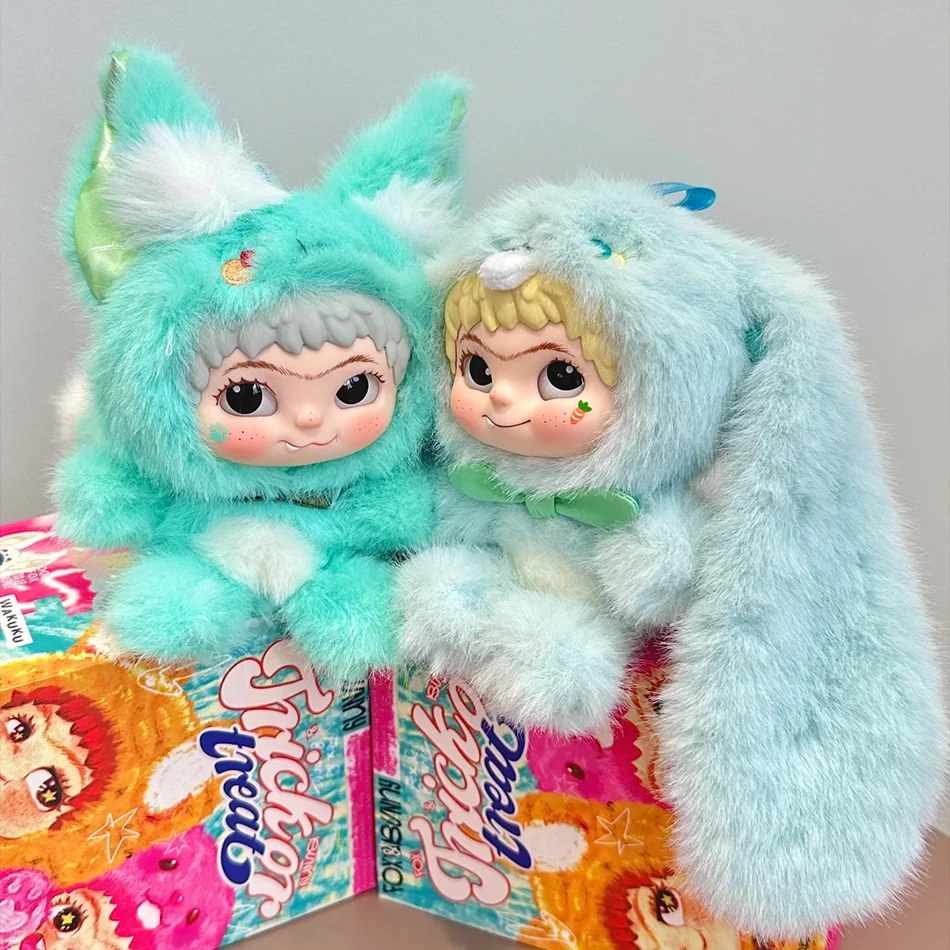 Wakuku Fox & Bunny Trickor Treat Series Blind Box KPendant Doll Kawaii Figura da collezione Doll Surprise Decore Figurine Regalo per bambini