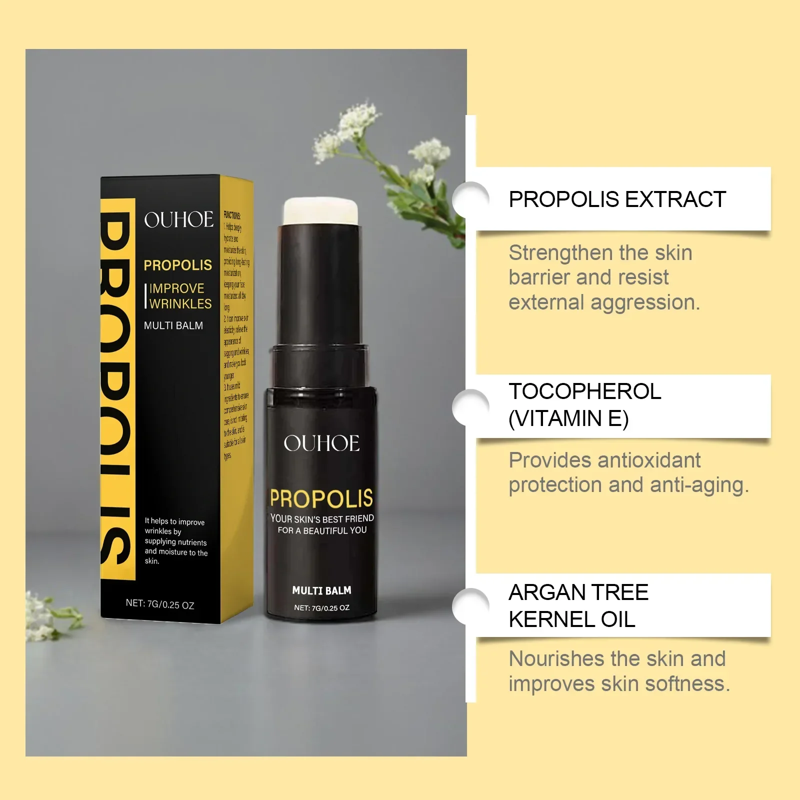 

Bee Propolis Eye Cream, Moisturizing Stick, Hydrates and Tightens, Smooth and Brighten, Reduce Fine Lines and Wrinkles