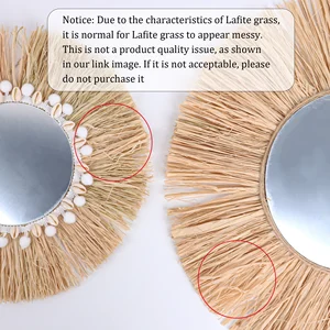 Boho Mobilya, Ev, Orman, Dış Mekan Aynaları duvar dekoratif Dokuma Rafya Slip-Of-Ahşap Döşeme oturma Odası Aynaları, dekoratif Ratan'ın aynasındaki en iyi 10 satış-no. 5