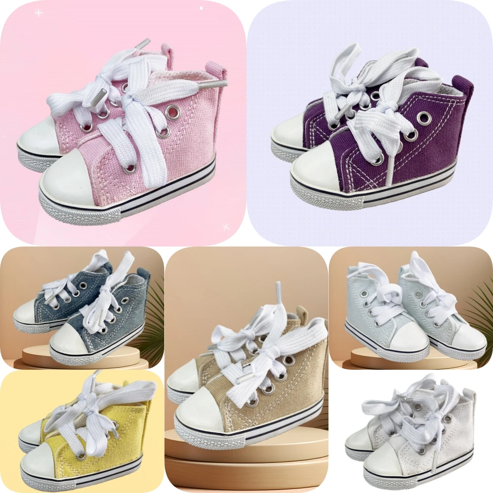 

New 1:3 Scale 7.5*3 cm Canvas Sneakers For Dolls,Mini Toy Gym Sneaker Shoes 1/3 Doll Sports Shoes Accessories for Dolls Toys