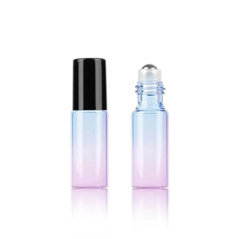 30/50/100pcs 5ml Glass Roll-on Bottle with Metal Roller Ball Glass Vials for Essential Oil Colognes Perfume Travel Sample Test