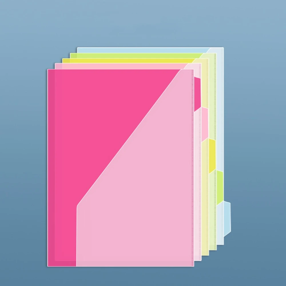 

5Pcs Document Organizer Index Page Folders with Pockets and Tabs 3 Holes File Folders Colored Labels Wear-Resistant