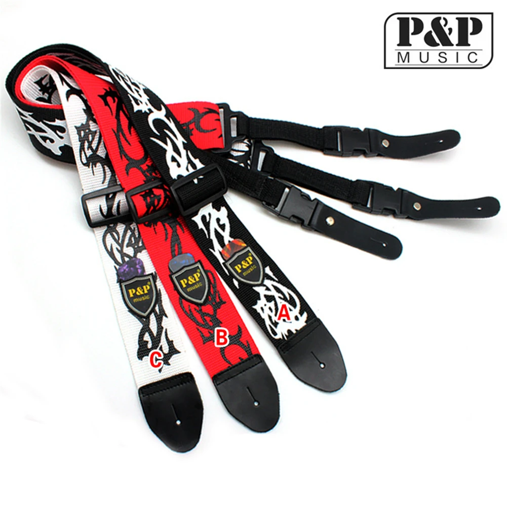 

New Guitar Strap Adjustable Strap Black For Electric Acoustic Guitar Bass Guitar Strap High Quality Leather End Nylon White
