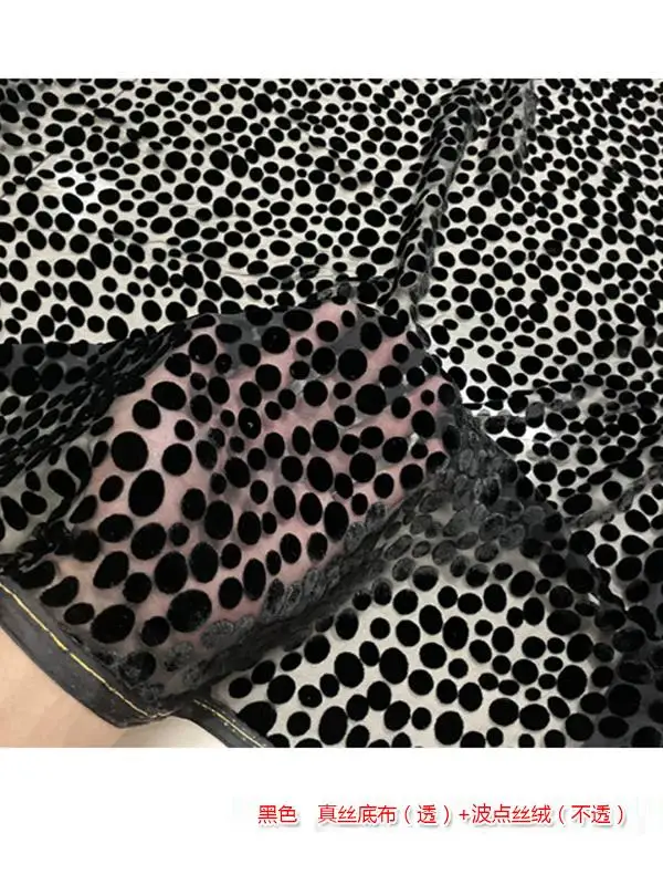 Abito trasparente a pois in tessuto di velluto reale di fascia alta Cheongsam Abbigliamento in pizzo