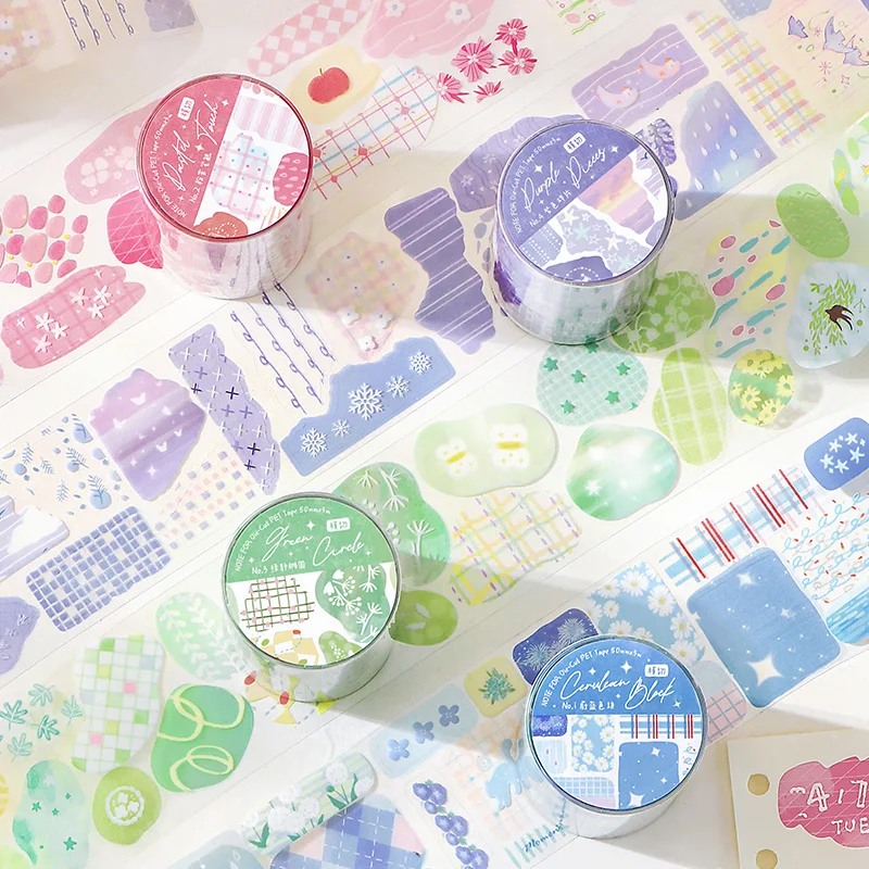 50mm * 3m Ins color collage basic color block die-cutting ta